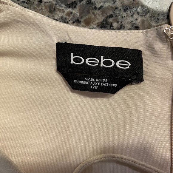 Bebe Light Tan Neckline Lace Up Dress Size Large - Picture 6 of 8